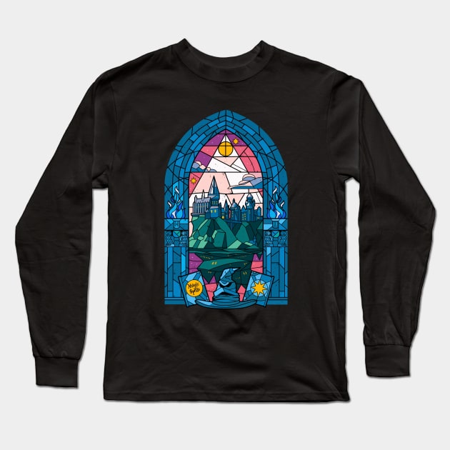 Stained Glass Castle Long Sleeve T-Shirt by BER